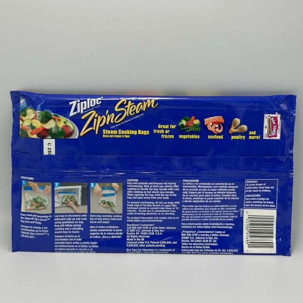 Ziploc‎ Zip N Steam Cooking Bags MEDIUM 10 Bags Discontinued New Sealed